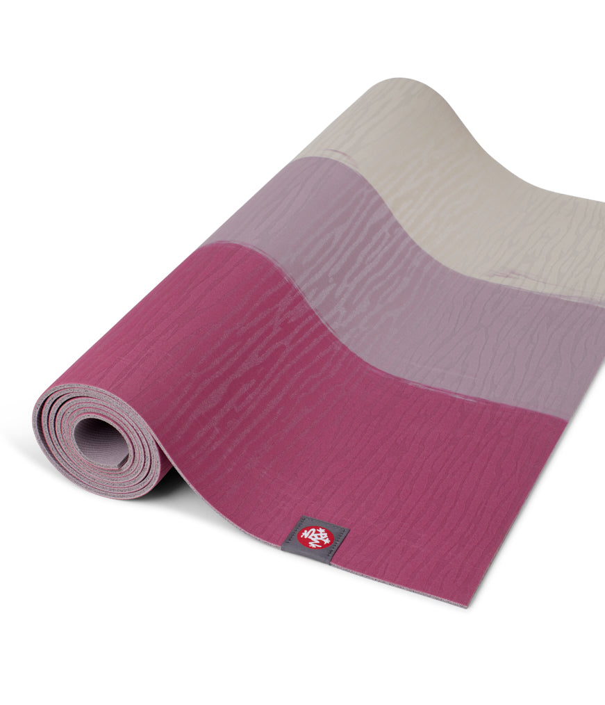 Manduka eKOLite 4mm Yoga Mat - Elderberry Stripe - part rolled | Manduka NZ