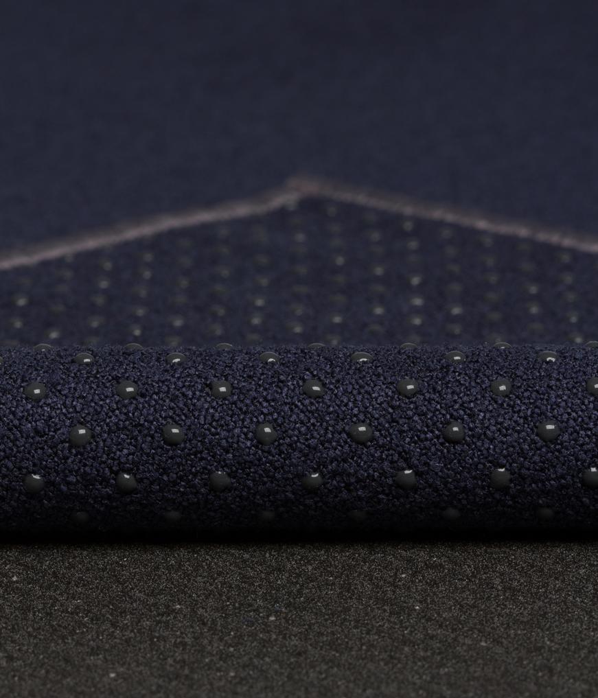 Manduka Yogitoes Mat Towel - Midnight - corner folded over showing underside | Manduka NZ