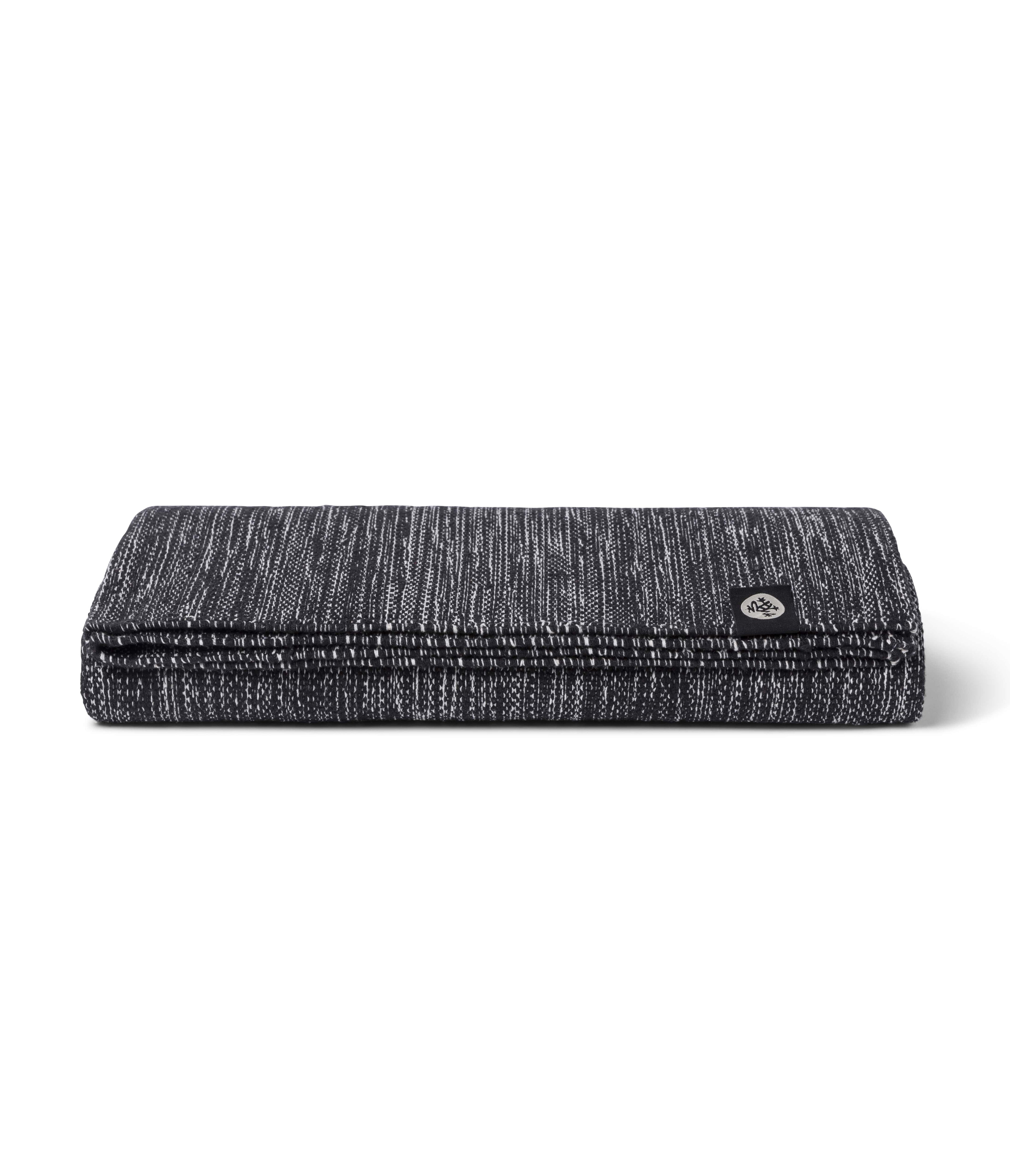 Manduka Shala Yoga Rug - Black Heather - folded flat | Manduka NZ