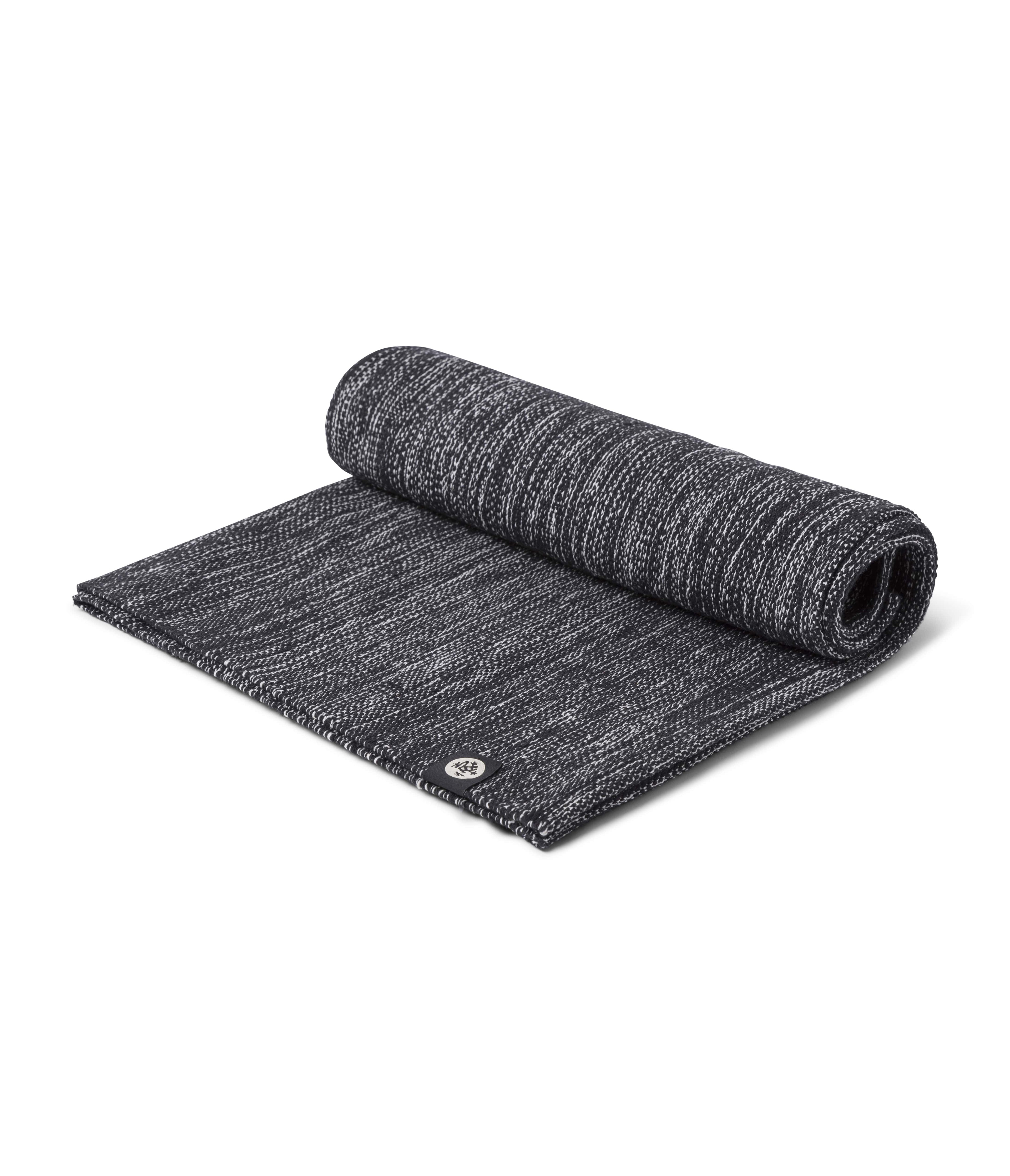 Manduka Shala Yoga Rug - Black Heather - part rolled | Manduka NZ