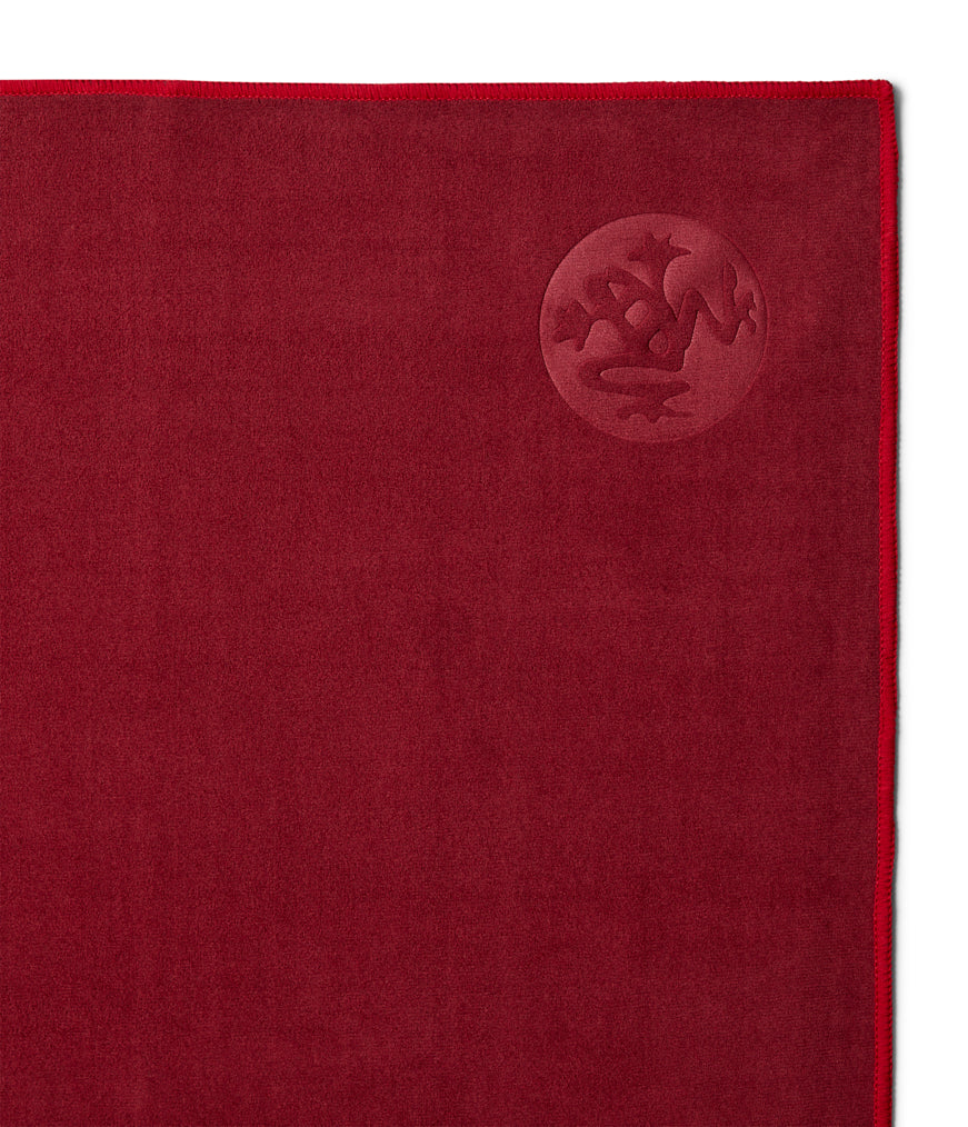 Manduka eQua Mat Towel - Verve - on top of a yoga mat | Manduka NZ