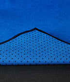 Manduka Yogitoes Mat Towel - Be Bold Blue - corner folded over showing underside | Manduka NZ