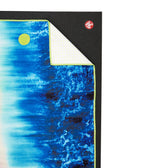 Manduka Yogitoes Mat Towel - Coastal Scape - lying flat, corner folded over | Manduka NZ