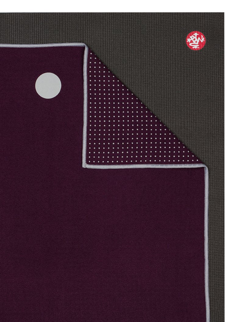 Manduka Yogitoes Mat Towel - Indulge - lying flat, corner folded over | Manduka NZ
