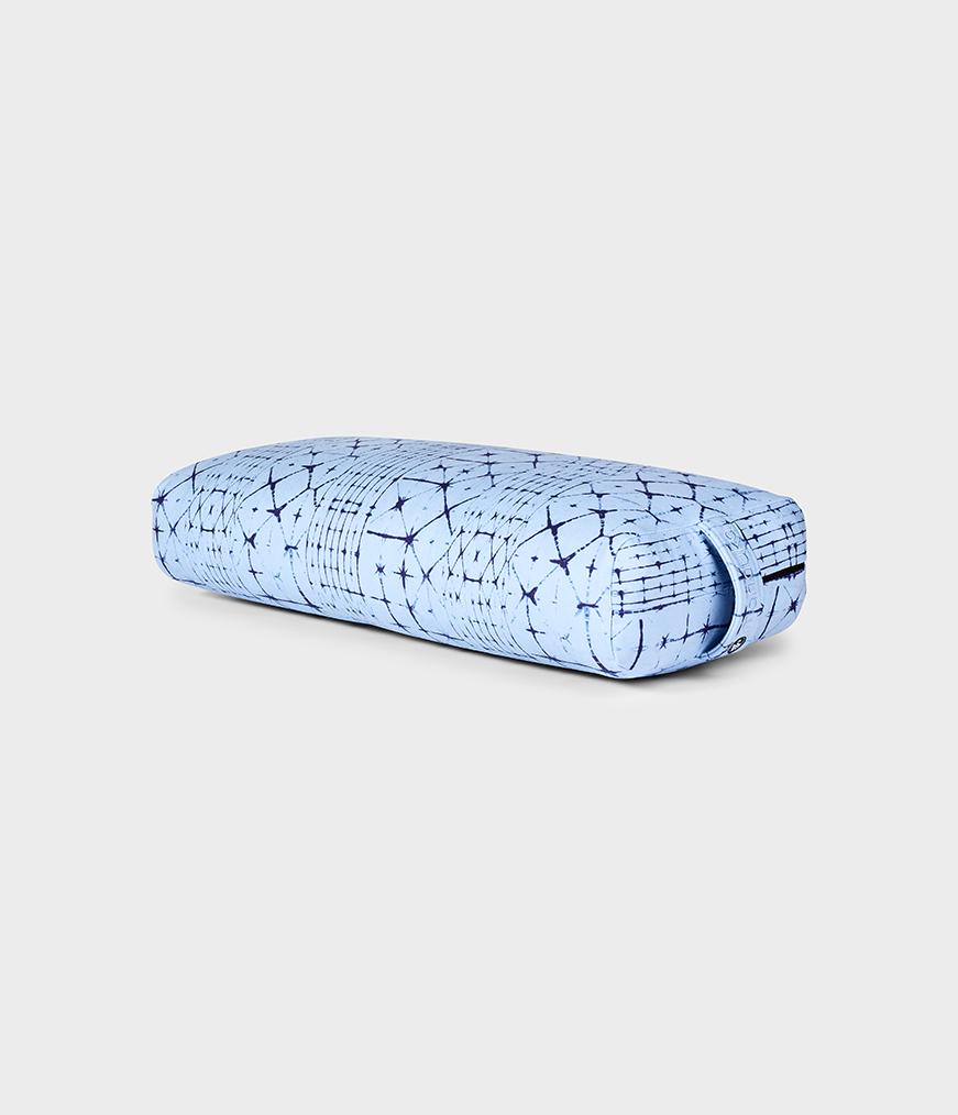 Manduka Enlight Rectangular Bolster - Star Dye Clear Blue - 45 degree angle view | Manduka NZ