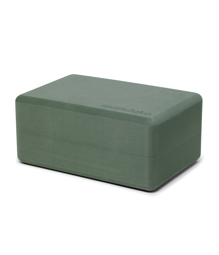Manduka Recycled Foam Block - Sage - profile view | Manduka NZ