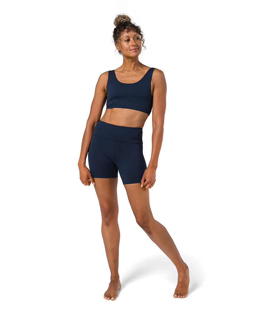 Dhara Bra - Midnight Heather - Front View - Gallery Image 1 | Manduka | Manduka NZ