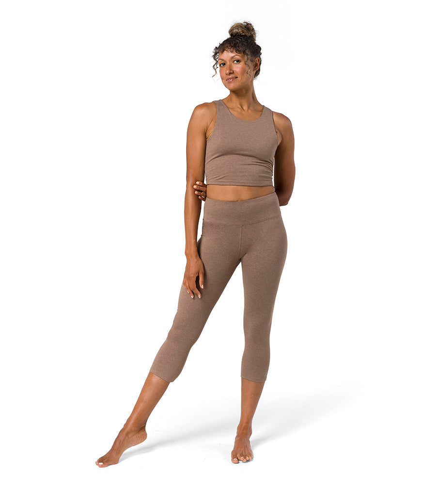 Dhara Capri Legging - Lion Mane Heather - Front View - Gallery Image 1 | Manduka | Manduka NZ