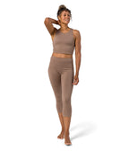 Dhara Capri Legging - Lion Mane Heather - Front View - Gallery Image 3 | Manduka | Manduka NZ