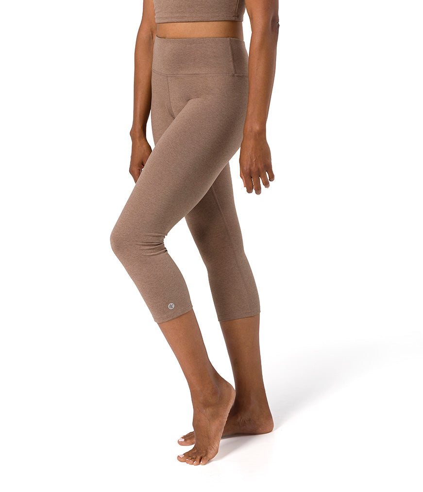 Dhara Capri Legging - Lion Mane Heather - Side View - Gallery Image 4 | Manduka | Manduka NZ