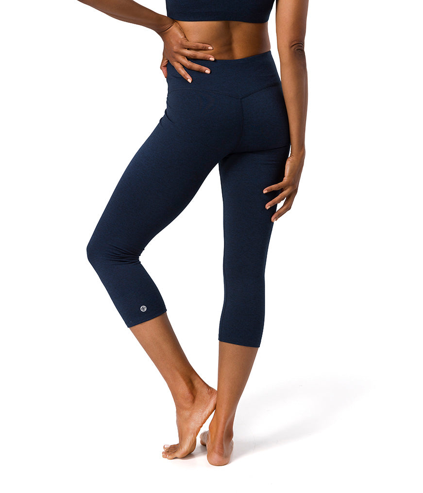 Dhara Capri Legging - Midnight Heather - Rear View - Gallery Image 4 | Manduka | Manduka NZ