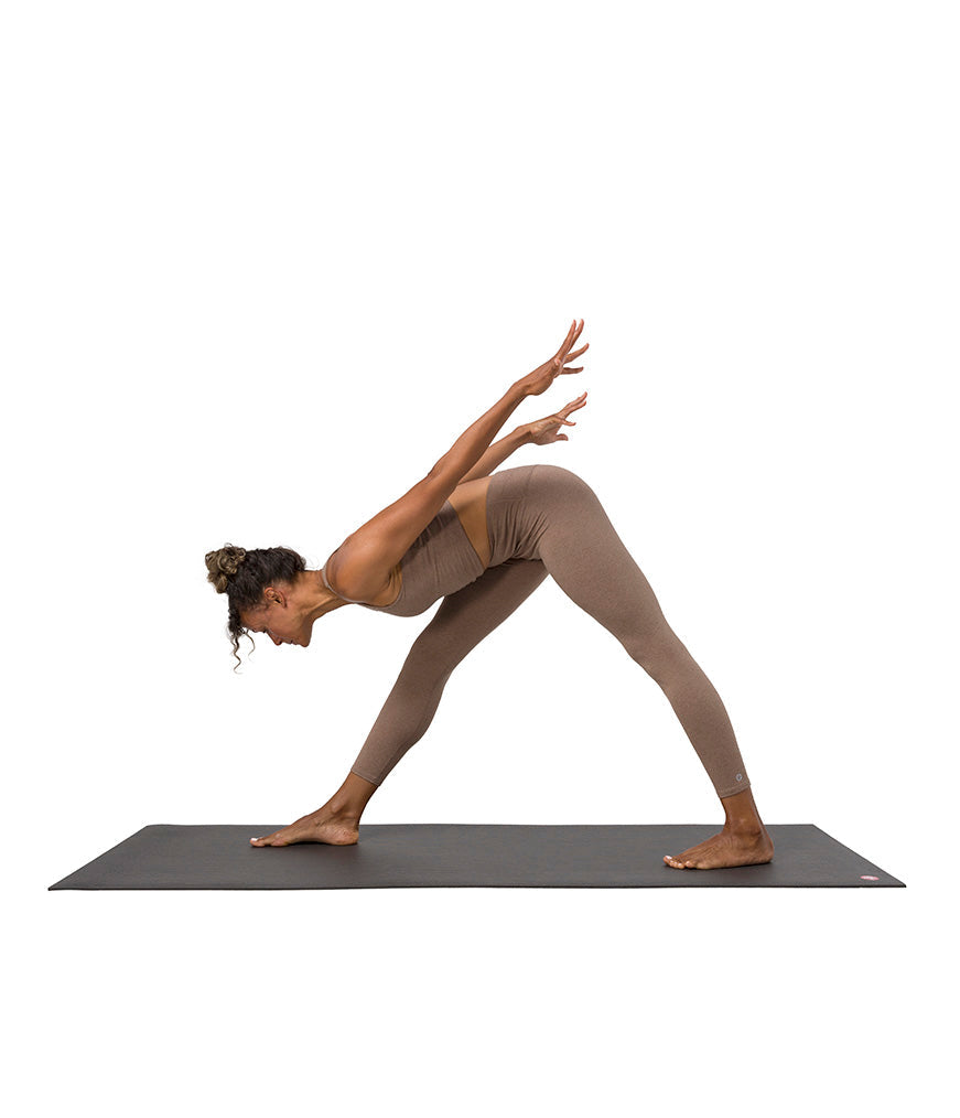 Dhara Legging - Lions Mane Heather - model in asana on PRO Yoga Mat - Gallery Image 10 | Manduka | Manduka NZ