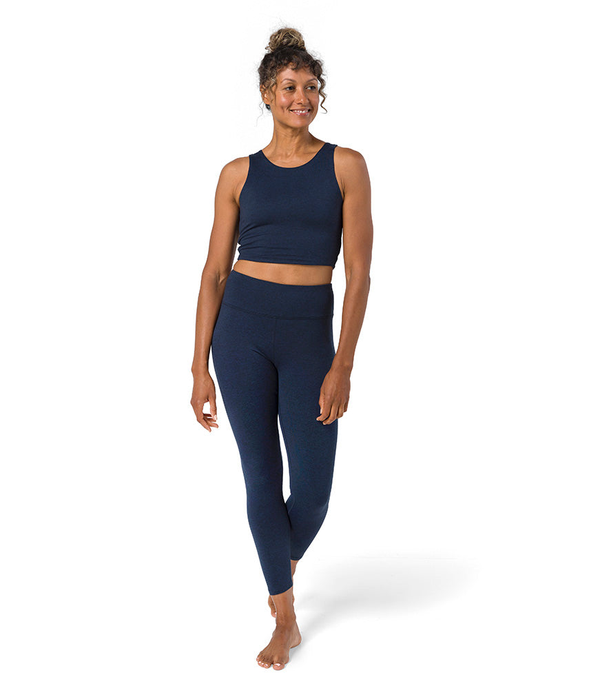 Dhara Legging - Midnight Heather - Front View - Gallery Image 1 | Manduka | Manduka NZ