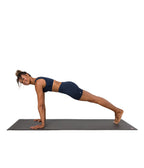 Dhara Short - Midnight Heather - model in asana on PRO Yoga Mat - Gallery Image 7 | Manduka | Manduka NZ