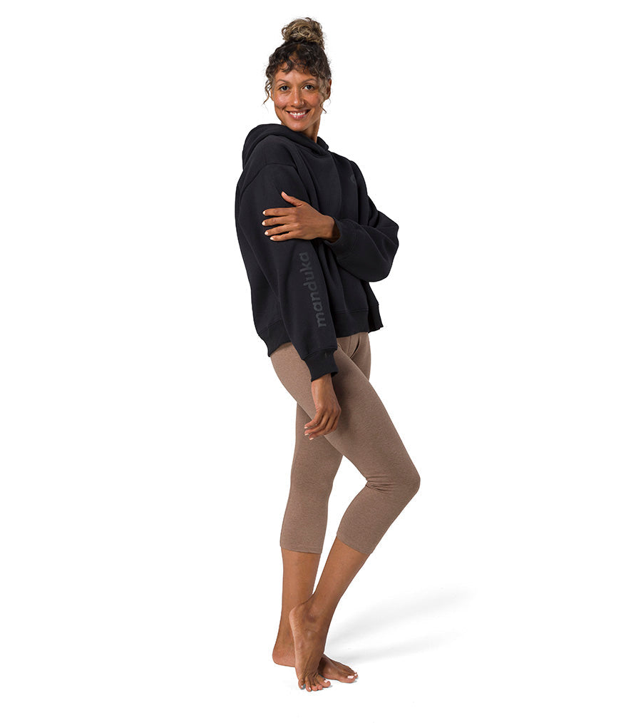 Half Moon Hoodie - Black - Side View - Gallery Image 1 | Manduka | Manduka NZ