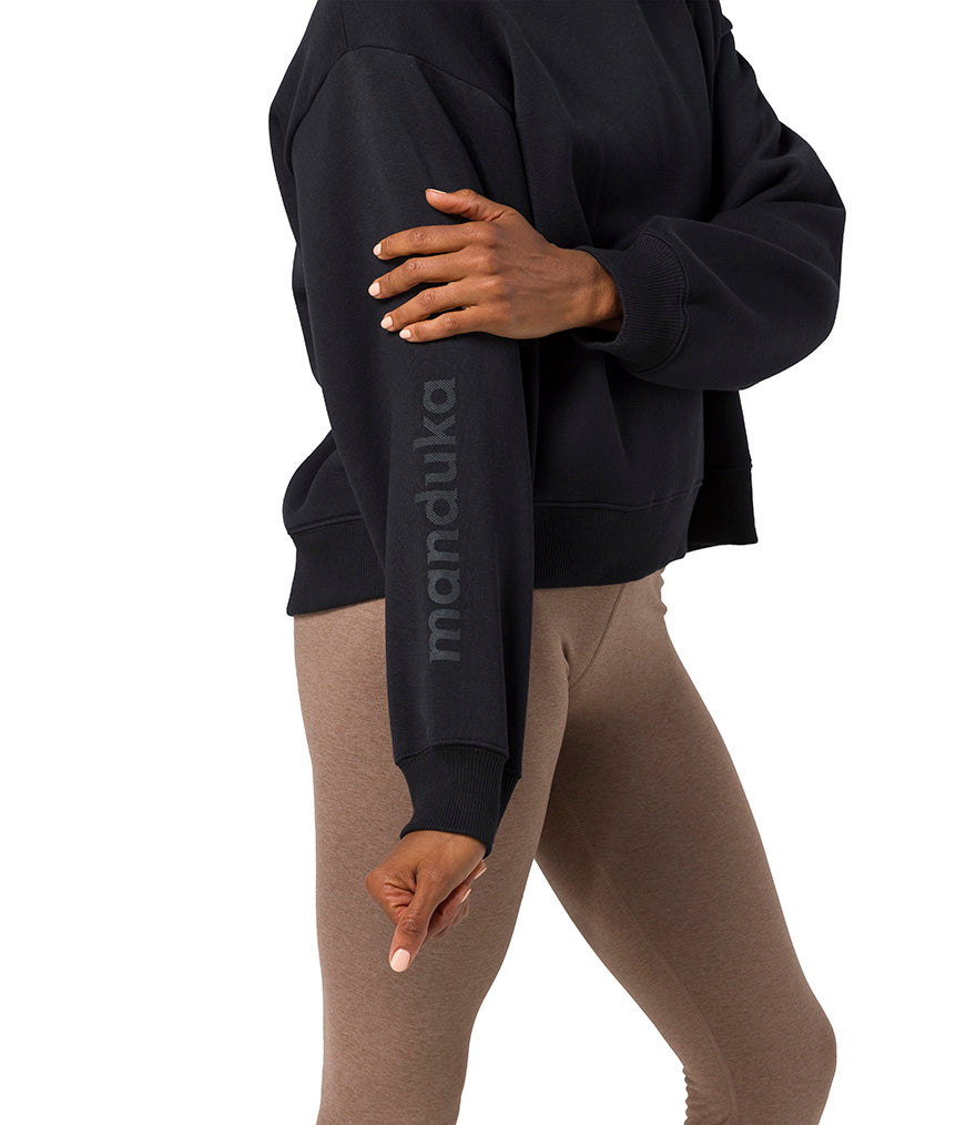 Half Moon Hoodie - Black - Side View - Gallery Image 4 | Manduka | Manduka NZ