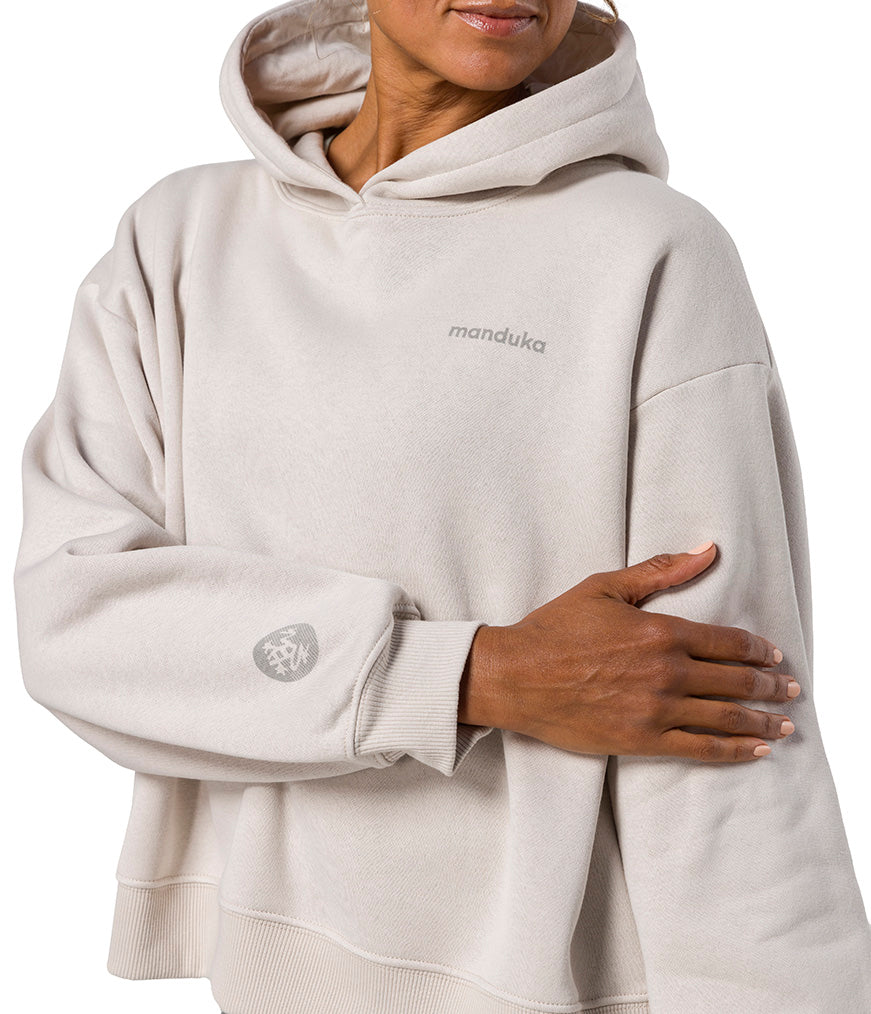 Half Moon Hoodie - Salt - Shoulder View - Gallery Image 4 | Manduka | Manduka NZ