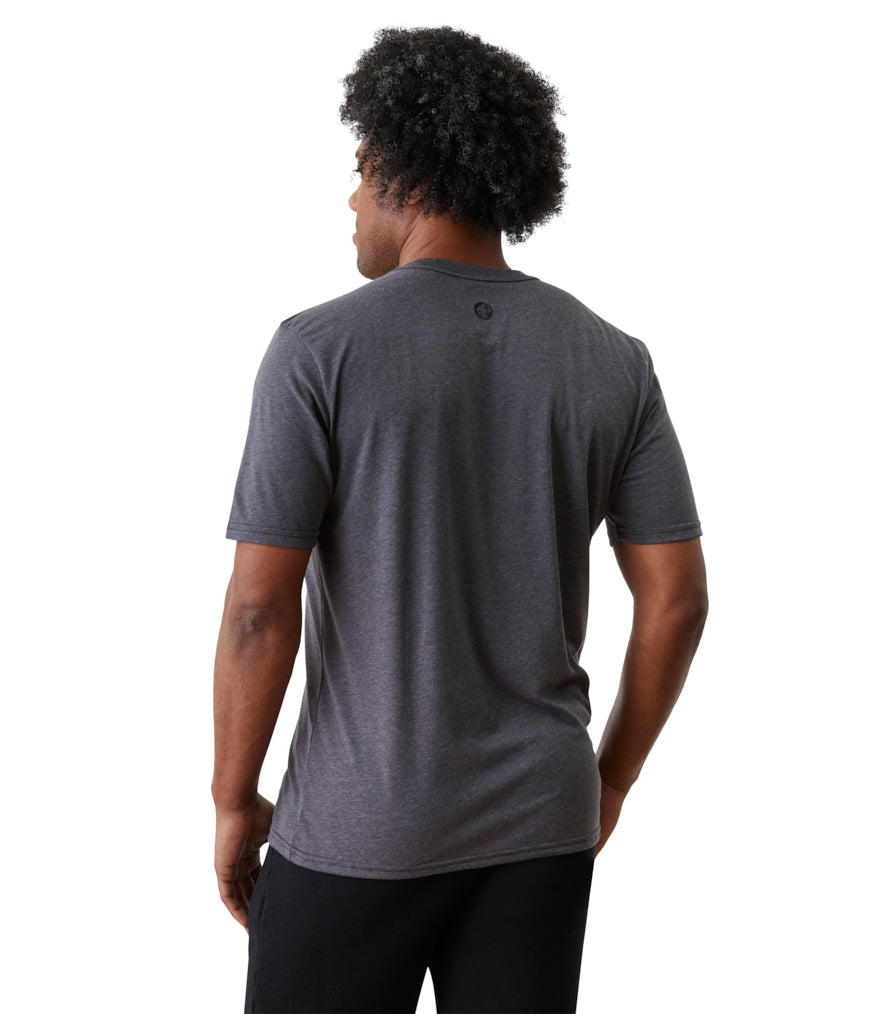Vinyassa Tee Men - Jet Black Heather - Rear View - Gallery Image 2 | Manduka | Manduka NZ