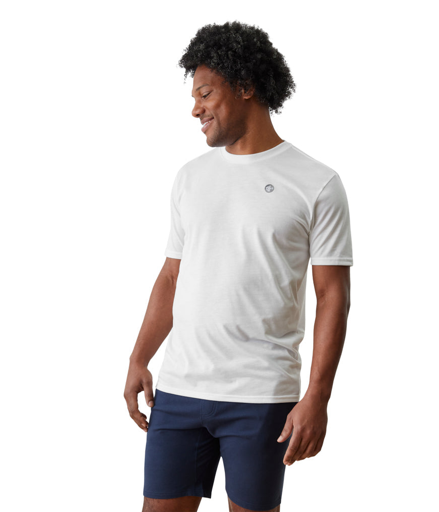 Vinyassa Tee Men - White - Front View - Gallery Image 1 | Manduka | Manduka NZ