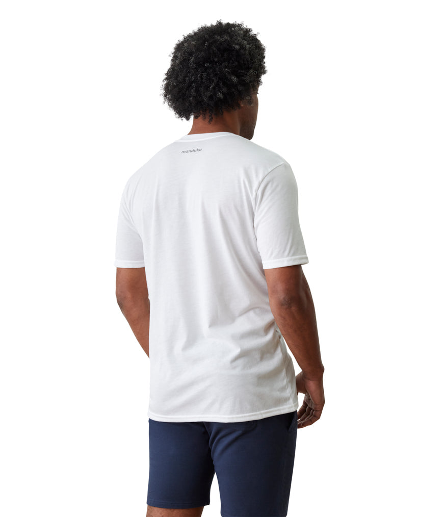 Vinyassa Tee Men - White - Rear View - Gallery Image 2 | Manduka | Manduka NZ