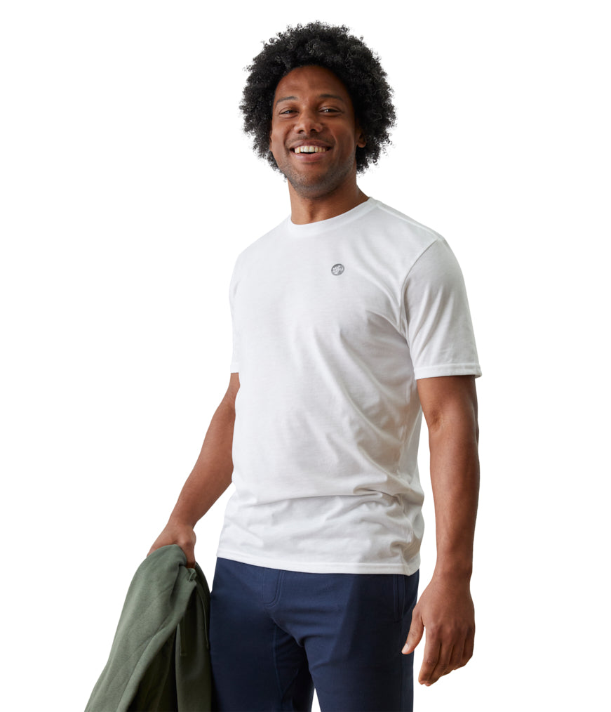 Vinyassa Tee Men - White - Front View - Gallery Image 6 | Manduka | Manduka NZ