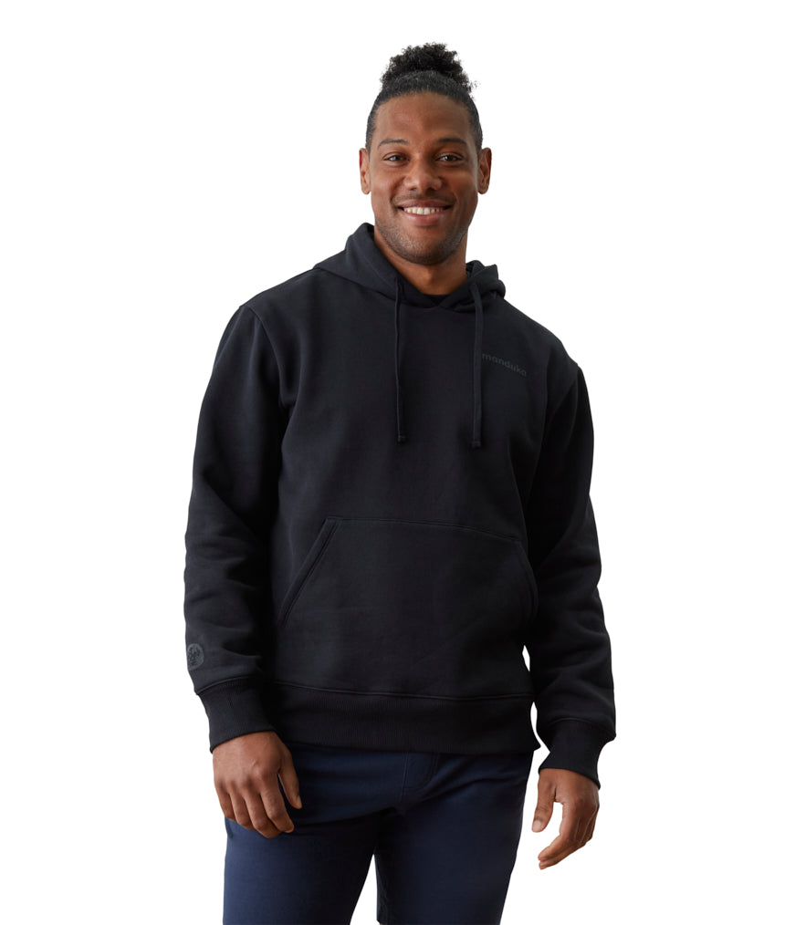 Mens Half Moon Hoodie - Black - Front View - Gallery Image 1 | Manduka | Manduka NZ