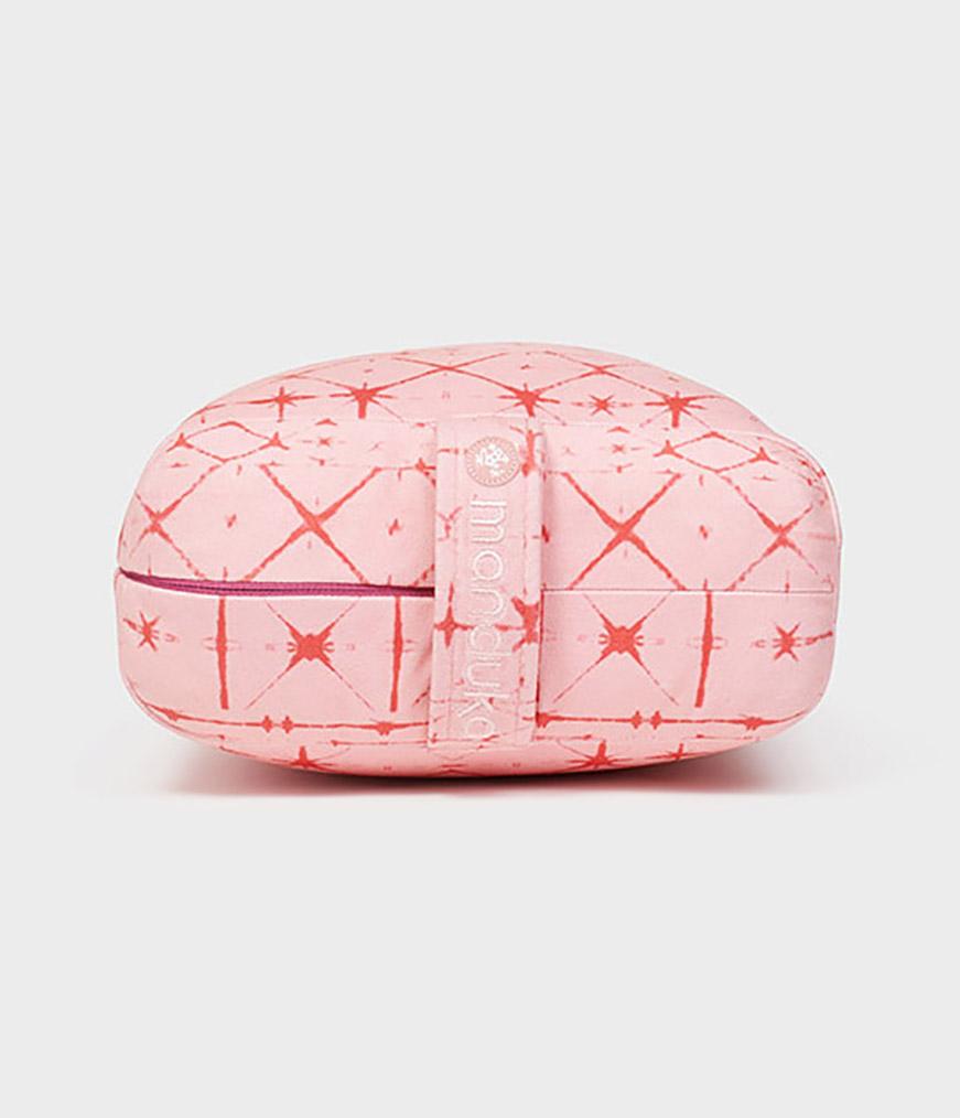 Manduka Enlight Rectangular Bolster - Star Dye Coral - end on + handle | Manduka NZ