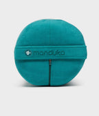 Manduka Enlight Round Bolster - Deep Sea - side on + handle | Manduka NZ