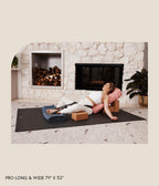 Manduka PRO 6mm Extra Large - Long & Wide - Black - yogi with blocks, bolsters, blanket on yoga mat in living room | Manduka NZ