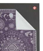 Manduka Yogitoes Mat Towel - Geija Purple - lying flat, corner folded over | Manduka NZ