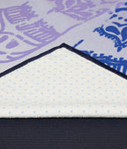 Manduka Yogitoes Mat Towel - Chakra Print (Blue) - corner folded over showing underside | Manduka NZ