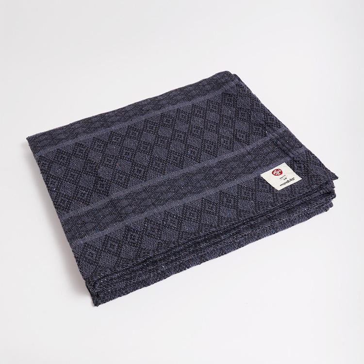 Manduka Cotton Blanket - Thunder - folded with logo | Manduka NZ