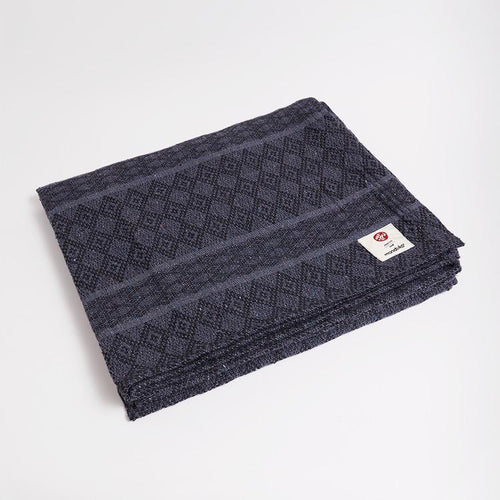Manduka Cotton Blanket - Thunder - folded with logo | Manduka NZ