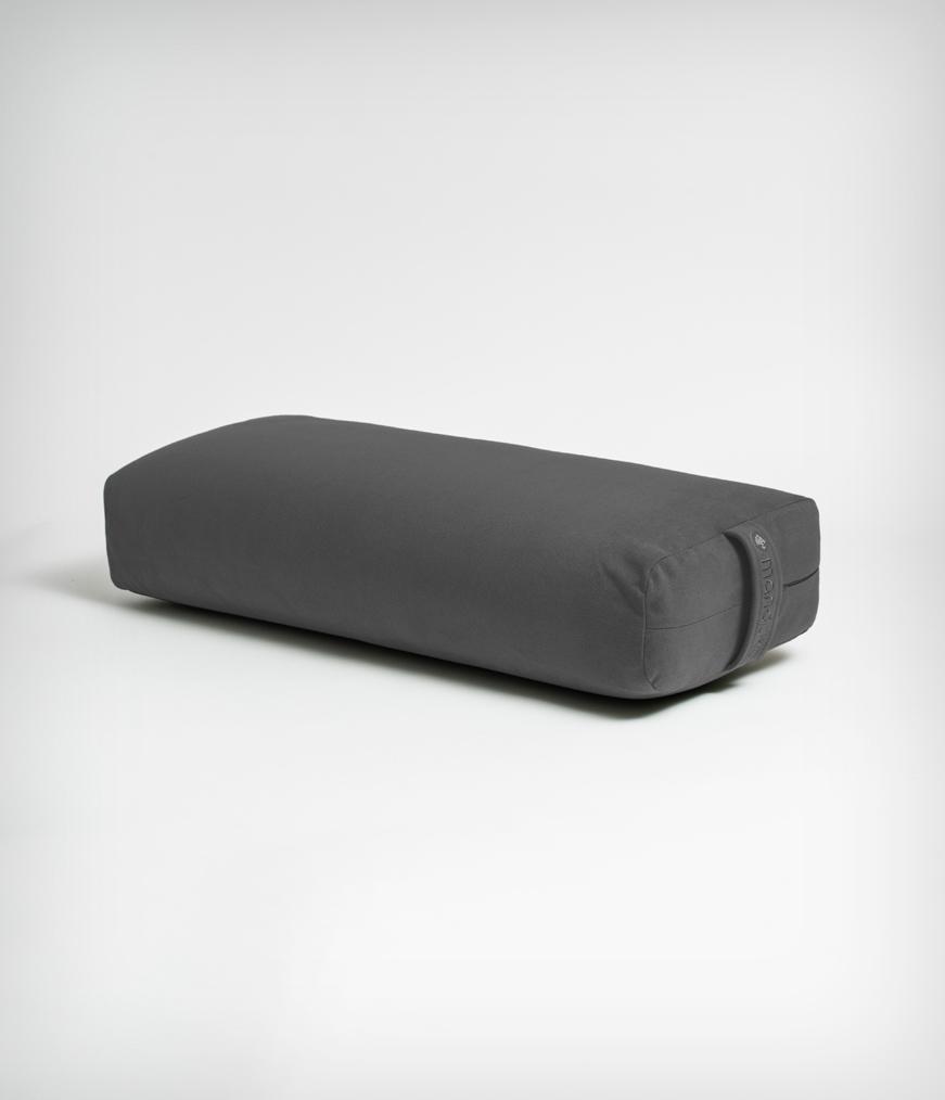 Manduka Enlight Rectangular Bolster - Thunder - angle view | Manduka NZ