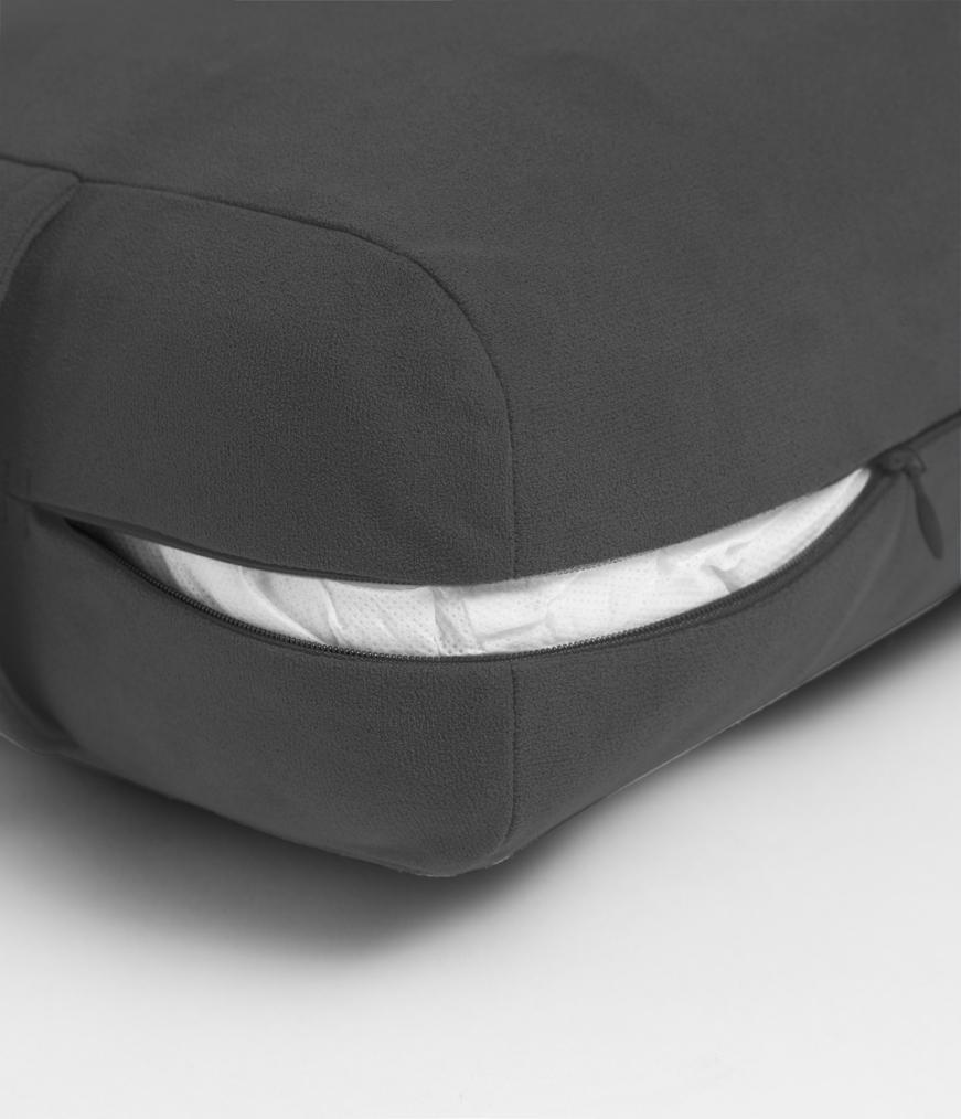 Manduka Enlight Rectangular Bolster - Thunder - exposed filling | Manduka NZ