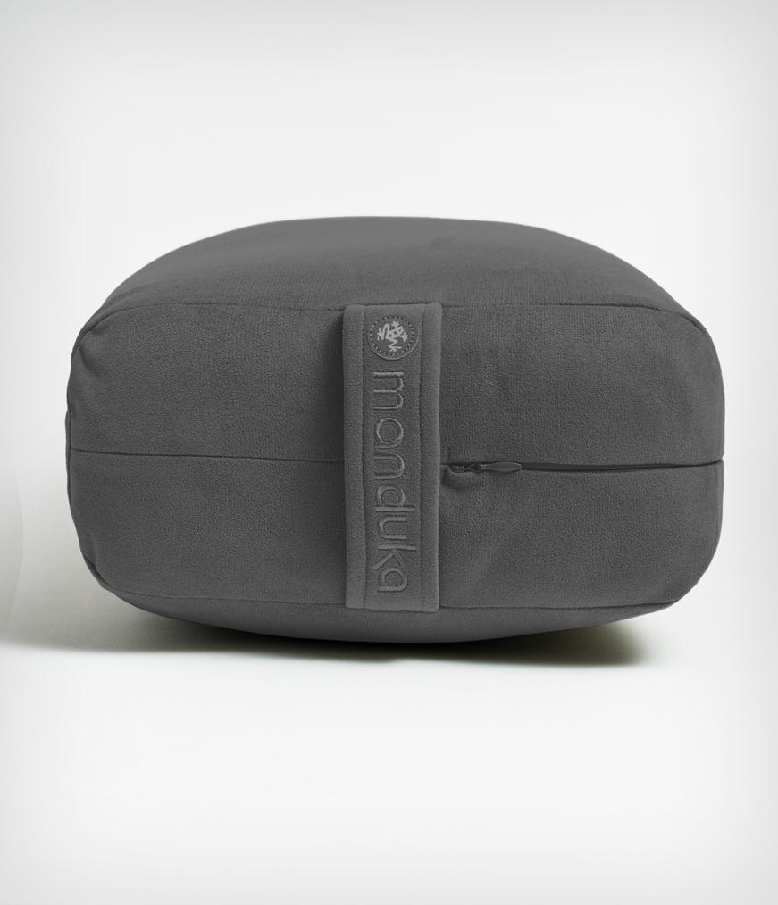 Manduka Enlight Rectangular Bolster - Thunder - end on + handle | Manduka NZ