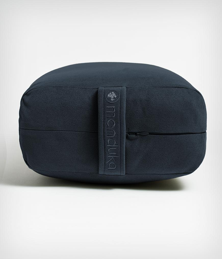 Manduka Enlight Rectangular Bolster - Midnight - end on + handle | Manduka NZ
