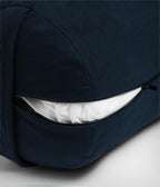 Manduka Enlight Round Bolster - Midnight - exposed filling | Manduka NZ