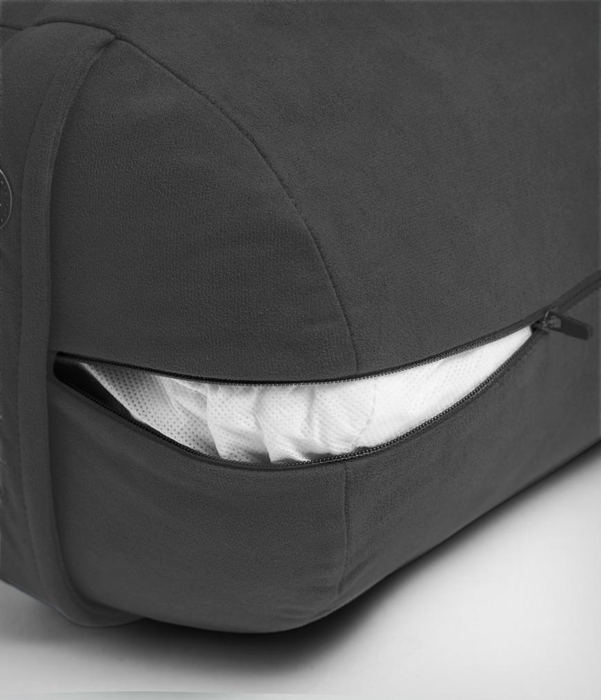 Manduka Enlight Round Bolster - Thunder - exposed filling | Manduka NZ