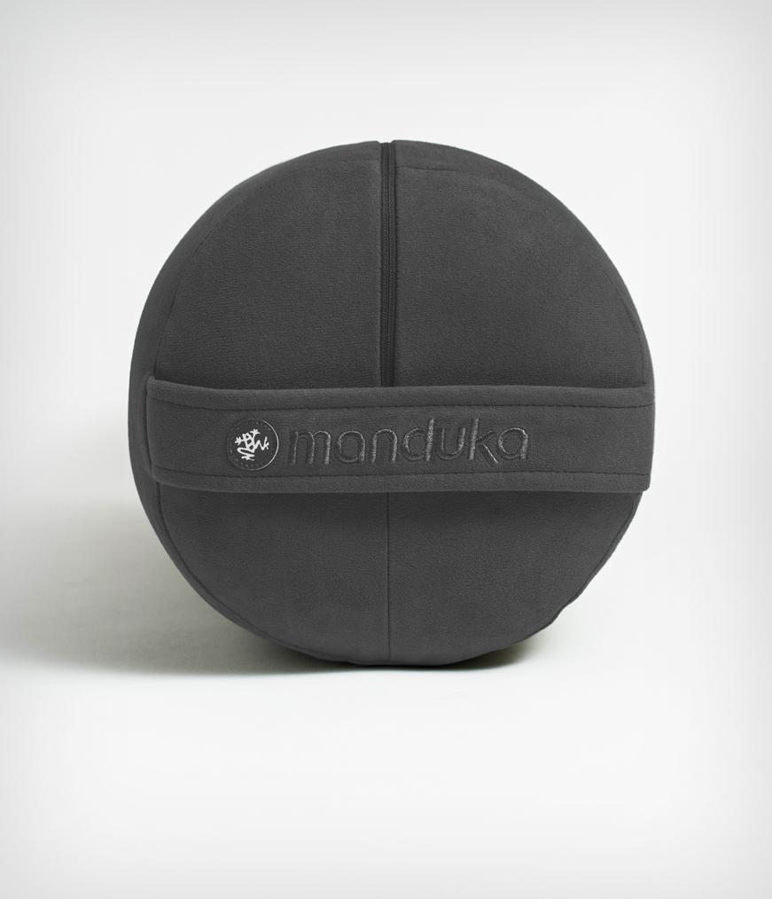 Manduka Enlight Round Bolster - Thunder - side on + handle | Manduka NZ