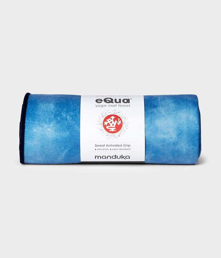 Manduka eQua Mat Towel - Camo Tie Dye Blues - rolled | Manduka NZ