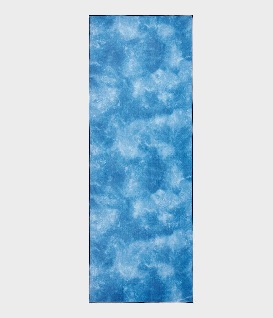 Manduka eQua Mat Towel - Camo Tie Dye Blues - unrolled | Manduka NZ