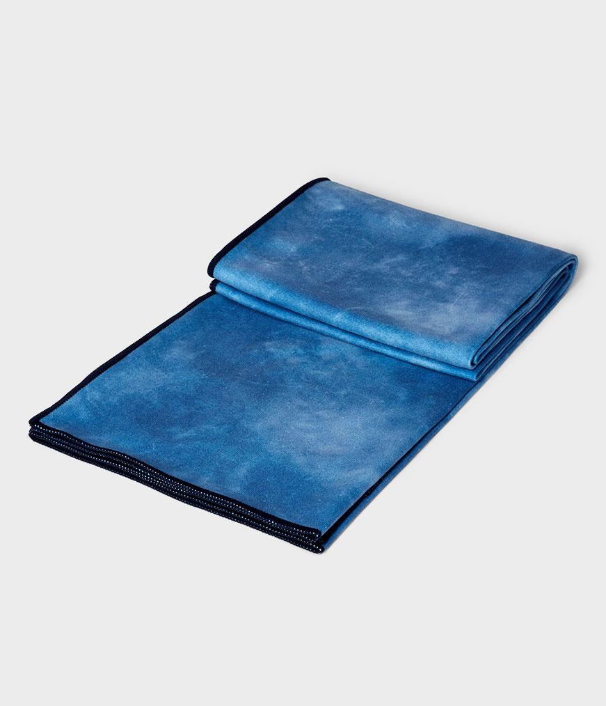 Manduka eQua Mat Towel - Camo Tie Dye Blues - folded | Manduka NZ