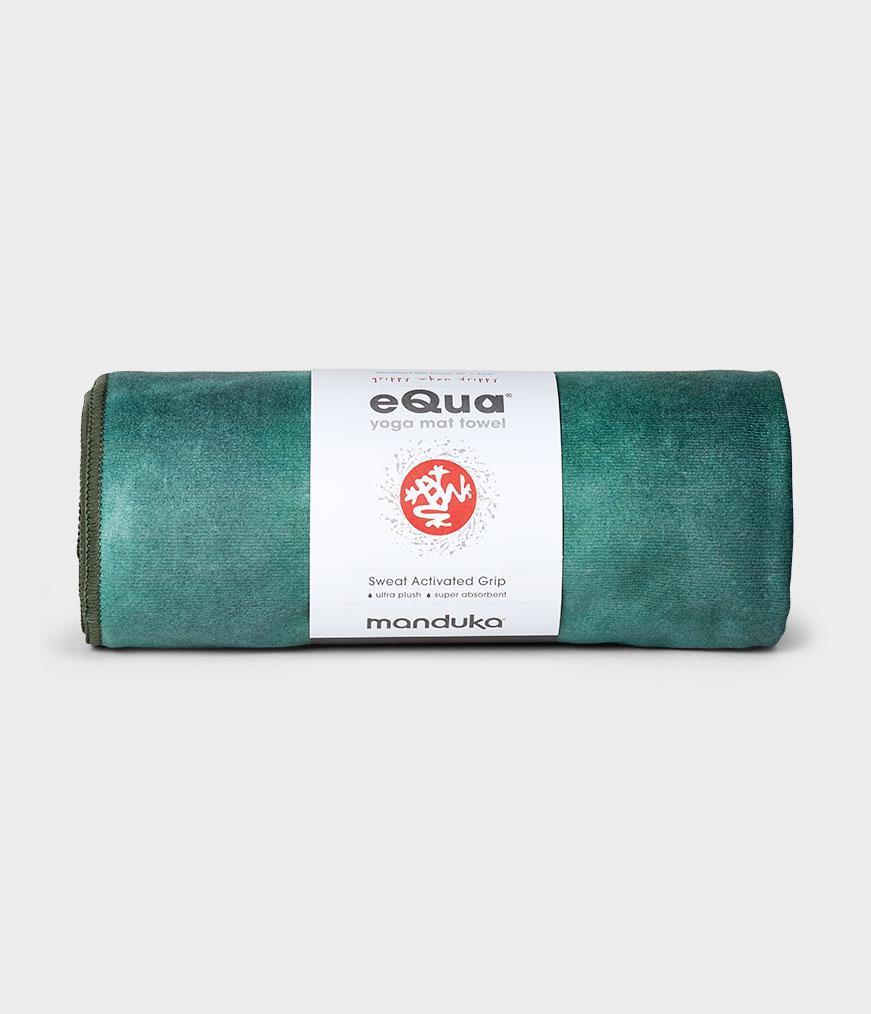 Manduka eQua Mat Towel - Camo Tie Dye Greens - rolled | Manduka NZ