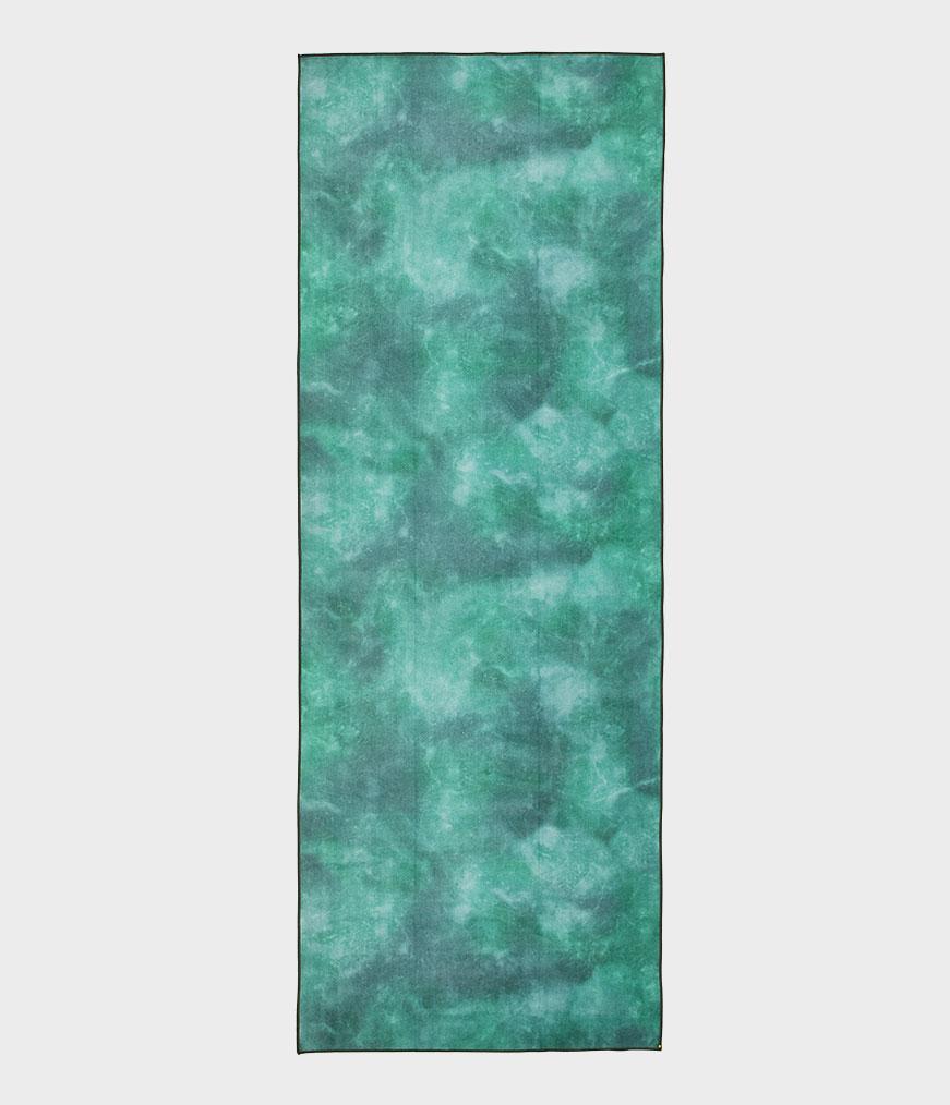 Manduka eQua Mat Towel - Camo Tie Dye Greens - unrolled | Manduka NZ