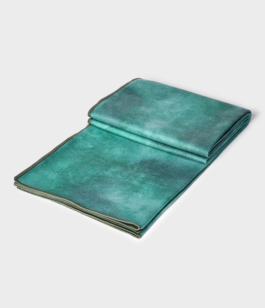 Manduka eQua Mat Towel - Camo Tie Dye Greens - folded | Manduka NZ