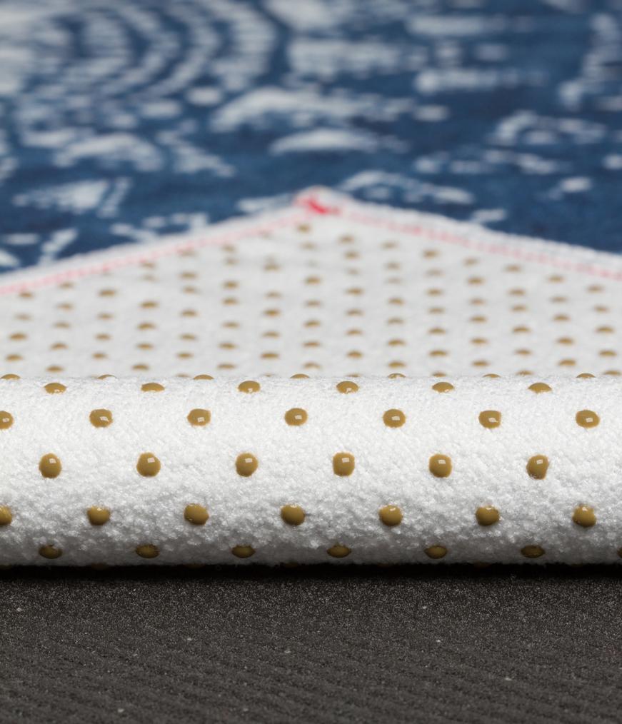 Manduka Yogitoes Mat Towel - Gejia - corner folded over showing underside | Manduka NZ