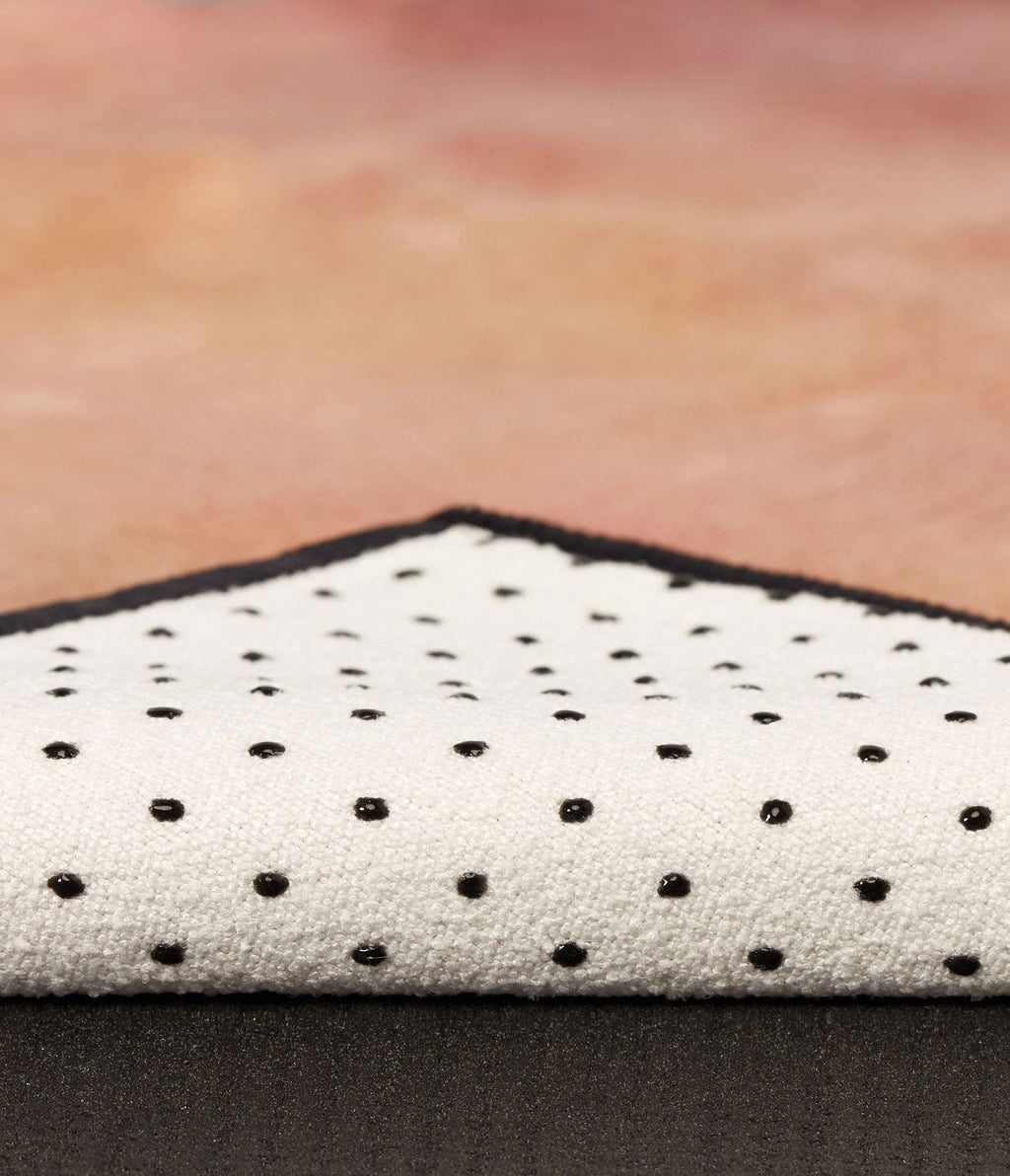 Manduka Yogitoes Mat Towel - Stained Glass - corner folded over showing underside | Manduka NZ