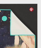 Manduka Yogitoes Mat Towel - Floral - lying flat, corner folded over | Manduka NZ