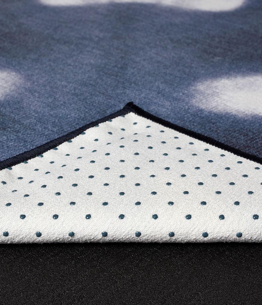 Manduka Yogitoes Mat Towel - Tie Dye Splash - folded over showing underside | Manduka NZ